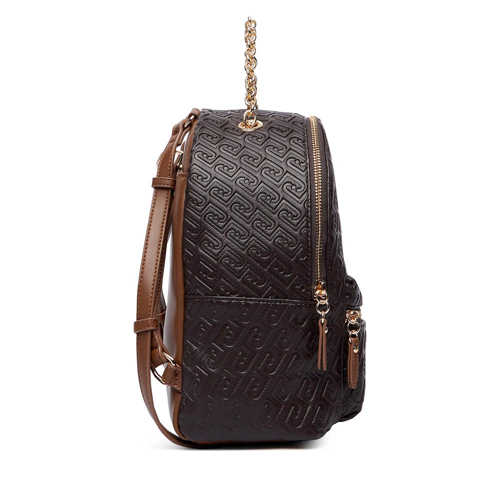 Zaino Donna LIU JO in Ecopelle Marrone Scuro con Logo Embossed All Over