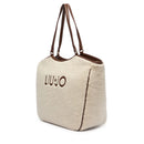 Maxi Tote Bag Donna LIU JO in Tessuto effetto Teddy color Crema