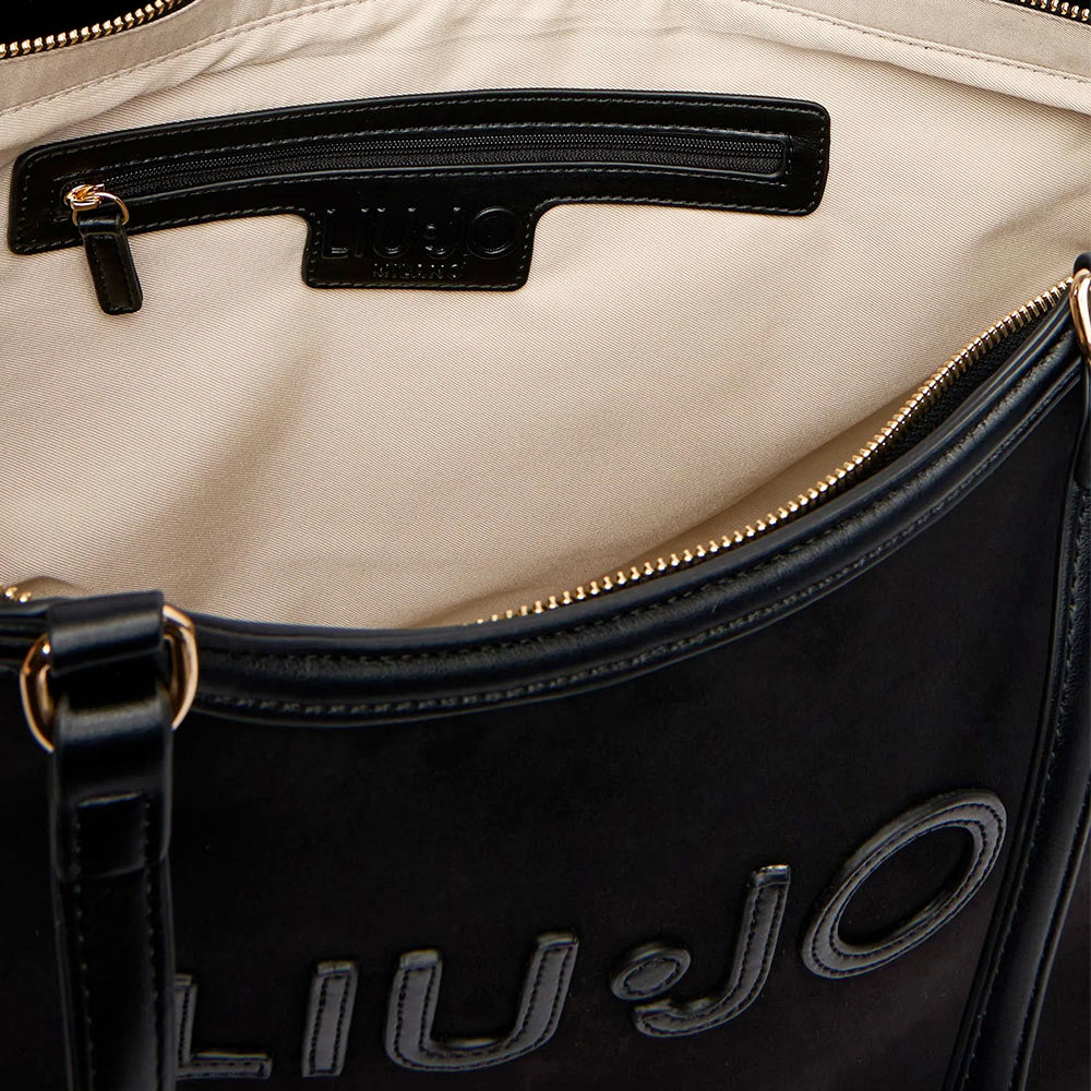 Maxi Tote Bag Donna LIU JO in Microfibra effetto Camoscio Nero