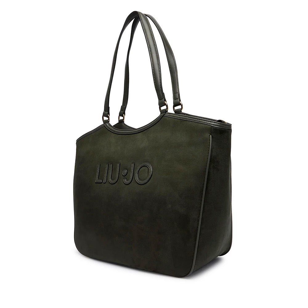 Maxi Tote Bag Donna LIU JO in Microfibra effetto Camoscio Verde Foresta