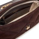 Borsa Donna a Spalla LIU JO linea La Puffy Media in Microfibra effetto Camoscio con inserti Trapuntati Marrone Scuro