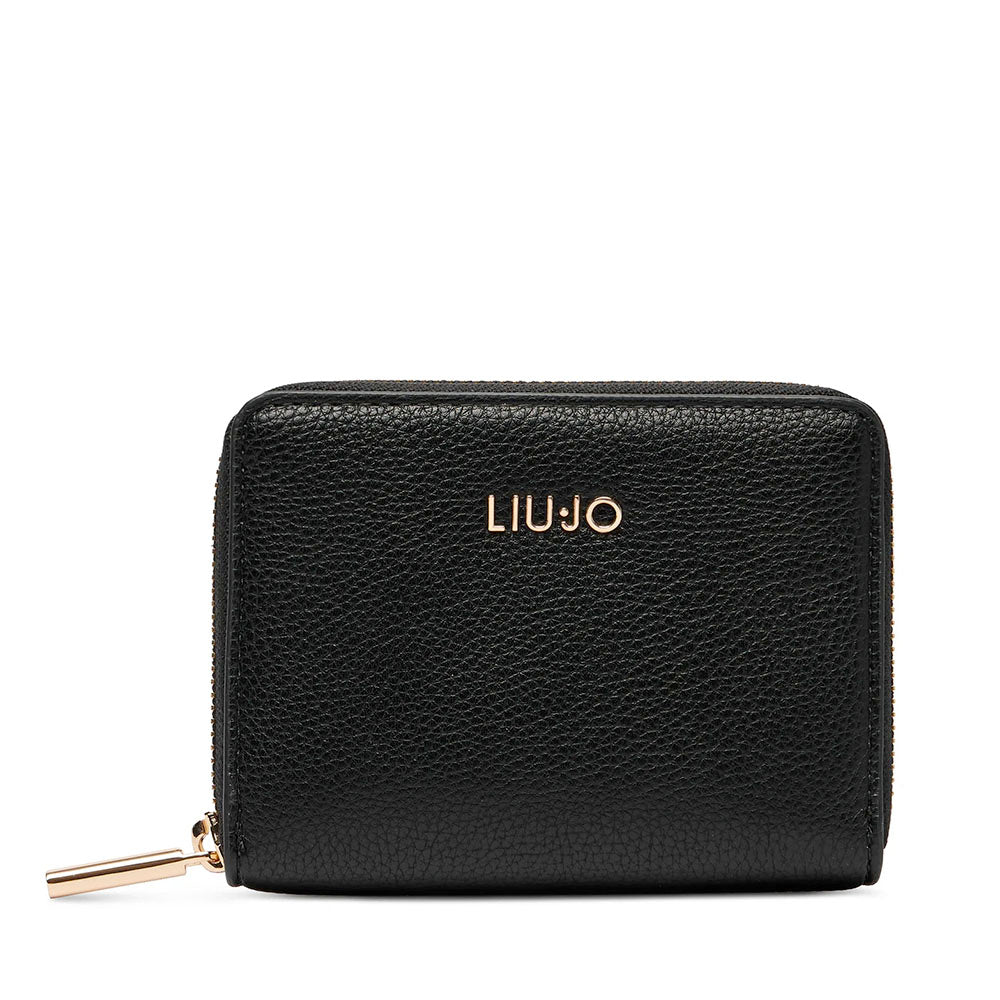 Portafoglio Donna Zip Around Small LIU JO effetto Bottalato Nero