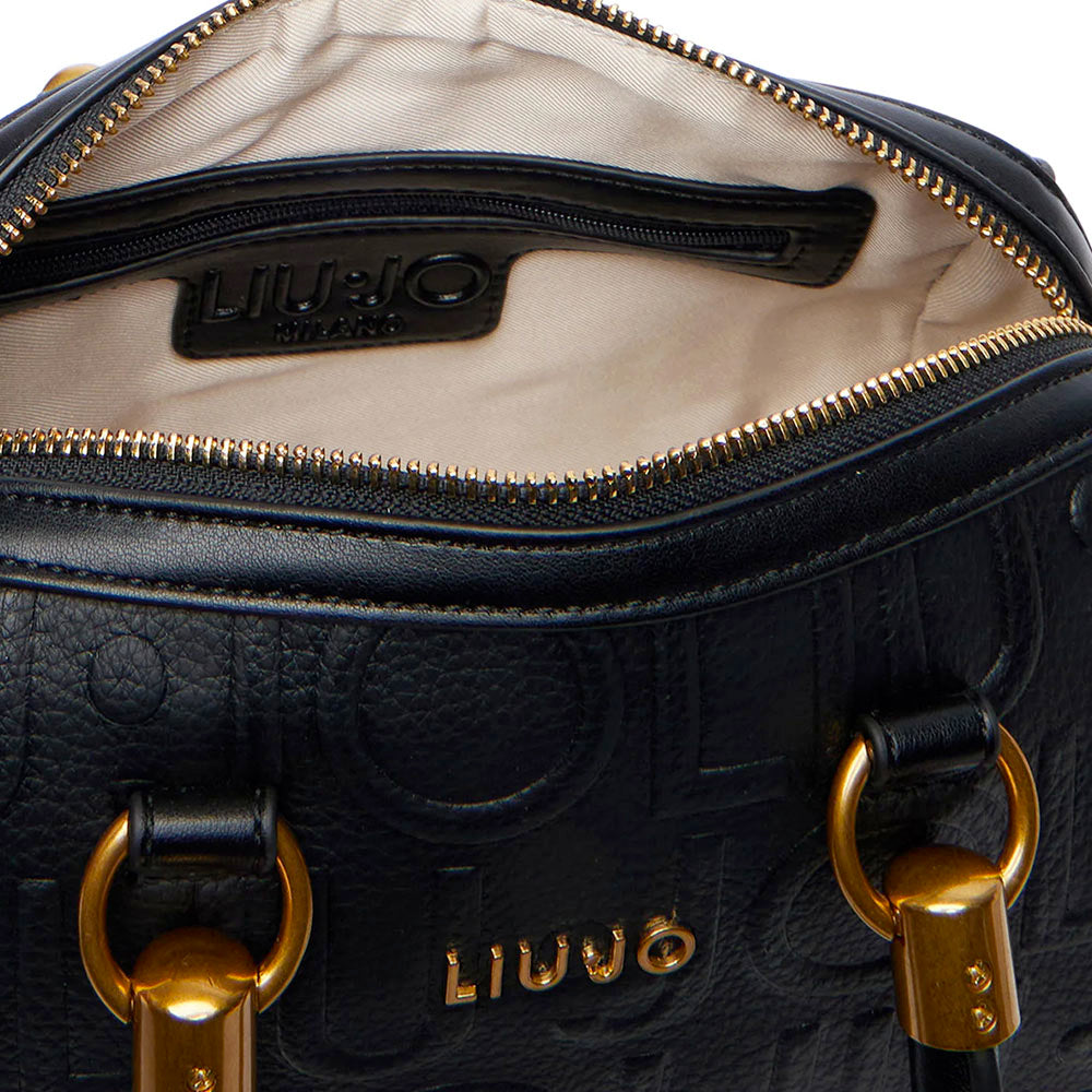 Bauletto Donna a Mano Small LIU JO in Ecopelle Nera con Logo Embossed