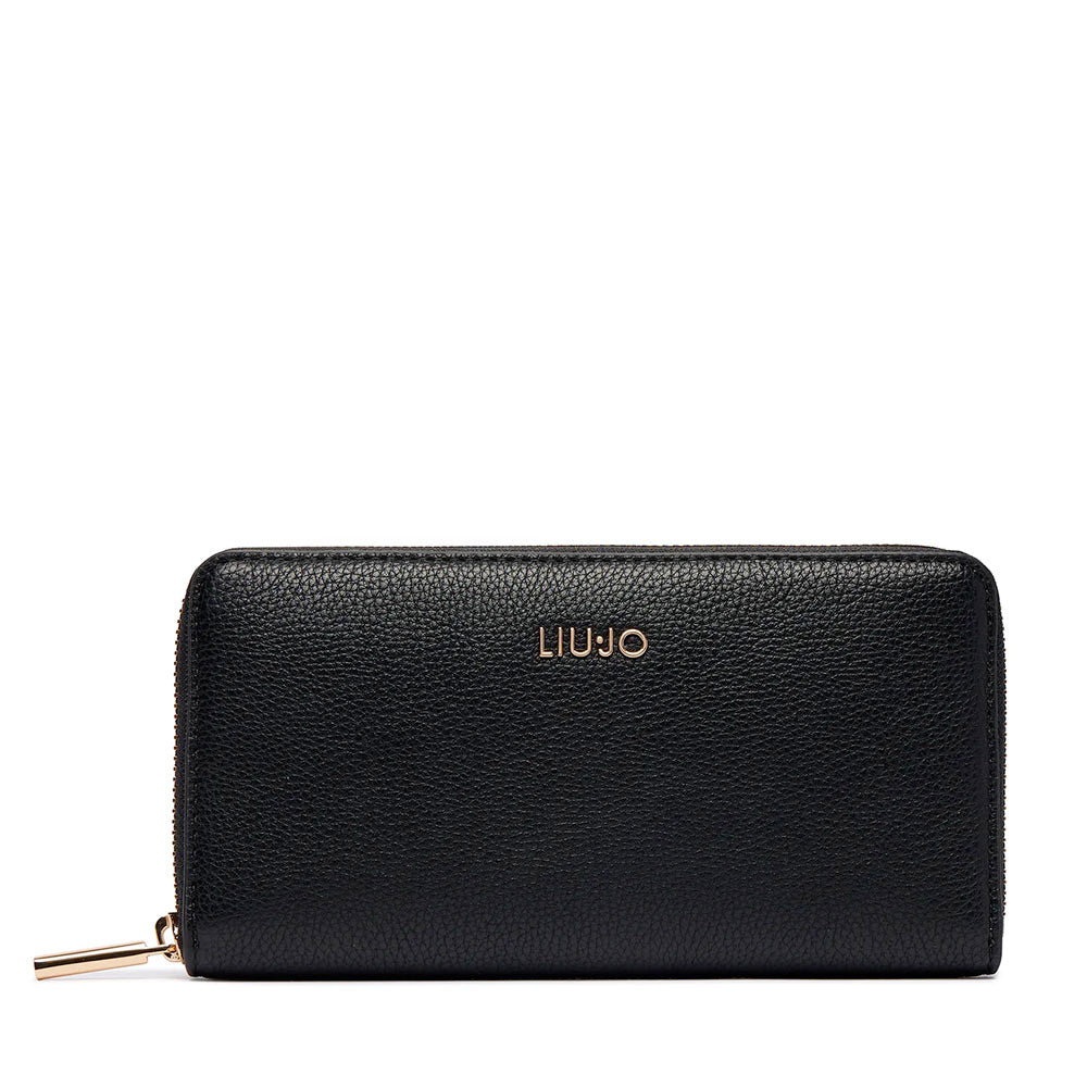 Portafoglio Donna Zip Around LIU JO effetto Bottalato Nero