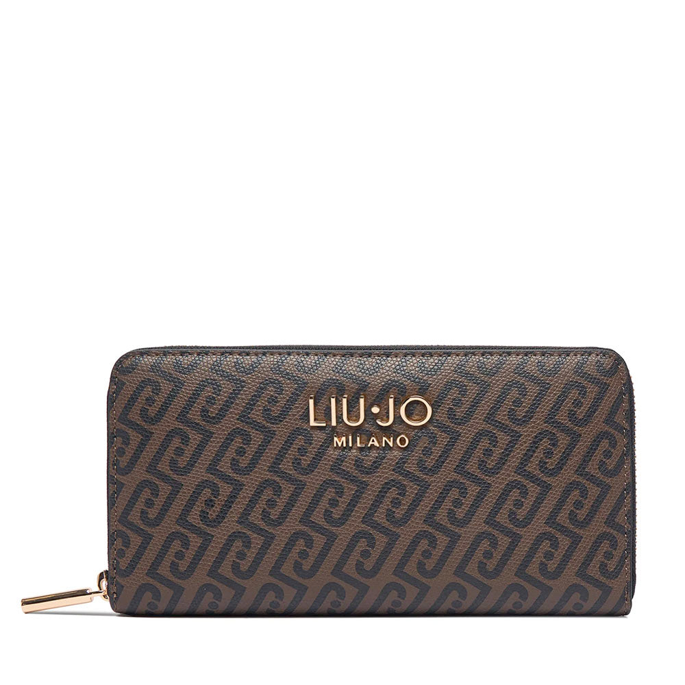 Portafoglio Donna Zip Around LIU JO Testa di Moro con Logo All Over