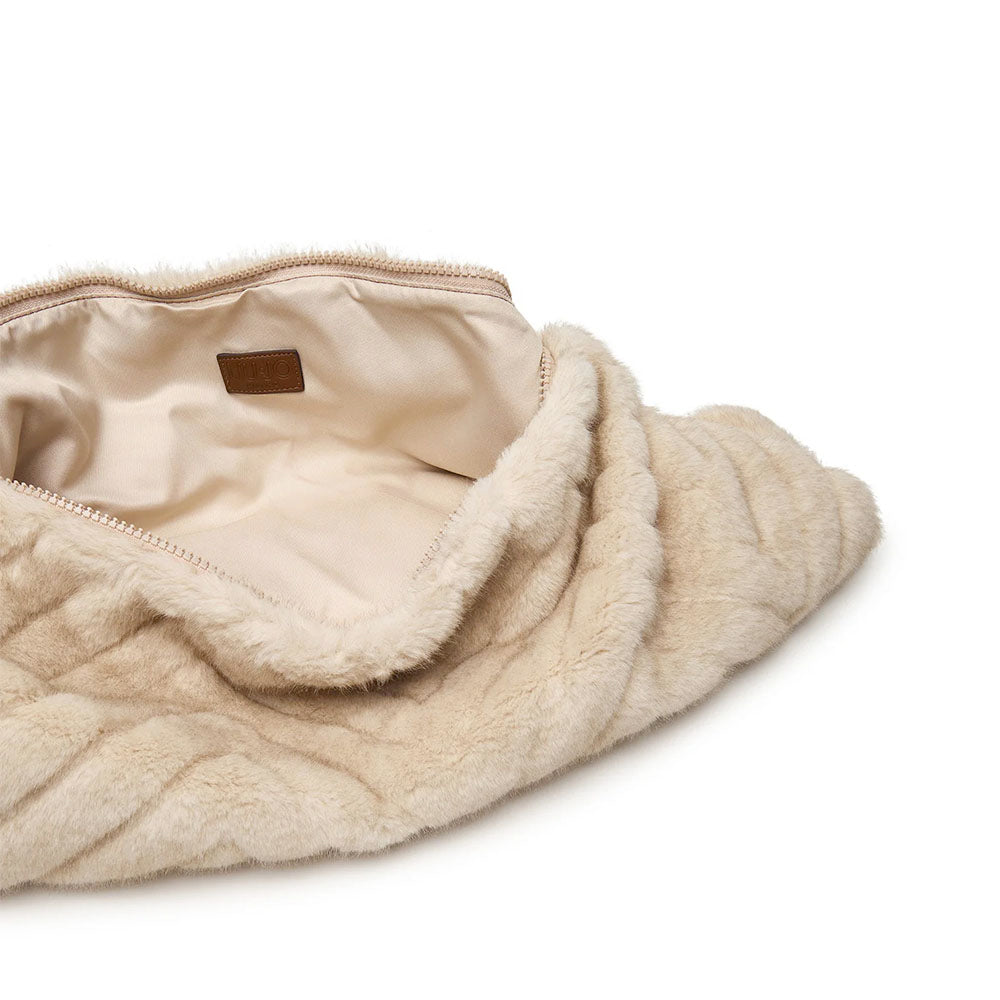 Maxi Borsa Donna a Spalla LIU JO in Pelliccia Sintetica Trapuntata color Crema