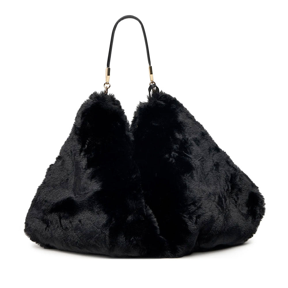 Maxi Borsa Donna a Spalla LIU JO in Pelliccia Sintetica Nera