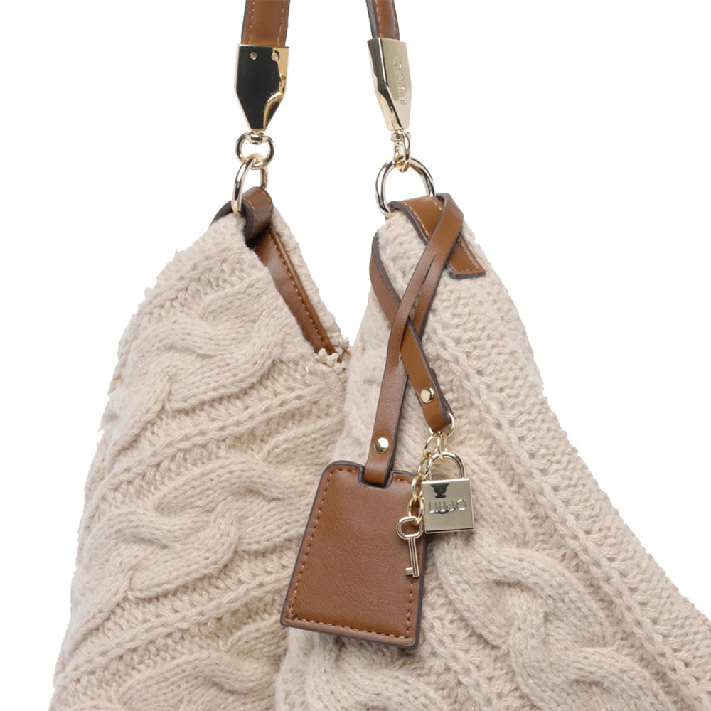 Maxi Borsa Donna a Spalla LIU JO in Maglia Trapuntata color Crema