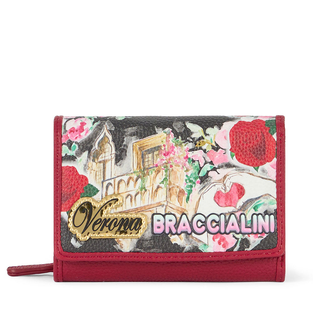 Portafoglio Donna Medio con Bottone BRACCIALINI linea Cartoline stampa Verona