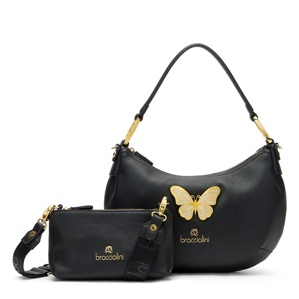 Borsa Donna Mezzaluna a Spalla Media BRACCIALINI linea Beth Jewels Nera