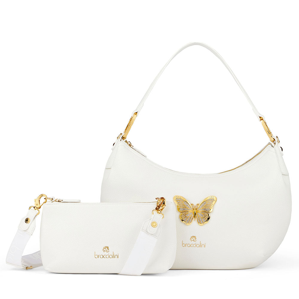Borsa Donna Mezzaluna a Spalla BRACCIALINI linea Beth Jewels Bianco