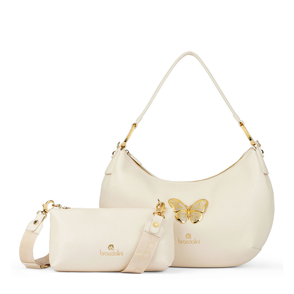 Borsa Donna Mezzaluna a Spalla BRACCIALINI linea Beth Jewels Beige
