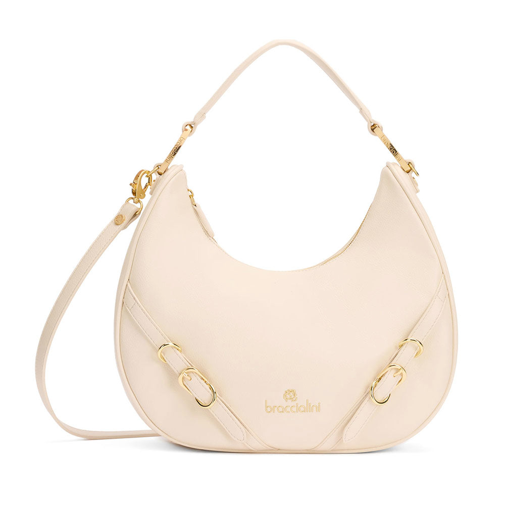 Borsa Donna Mezzaluna a Spalla Media BRACCIALINI linea Giselle Beige