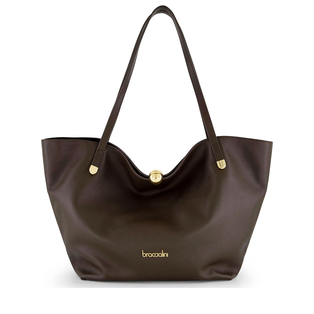 Shopping Bag Donna BRACCIALINI linea Ariel in Pelle Marrone Cioccolato