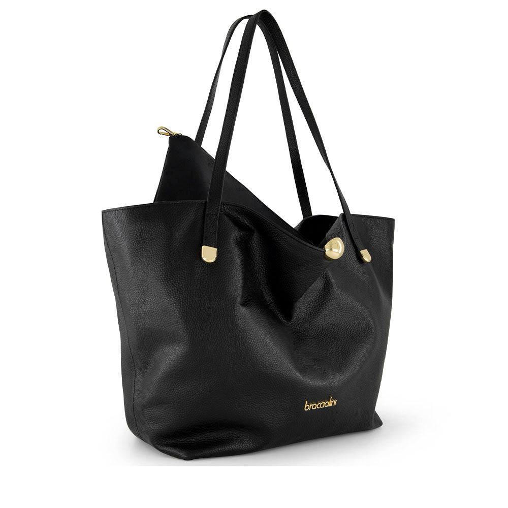 Shopping Bag Donna BRACCIALINI linea Ariel in Pelle Nera