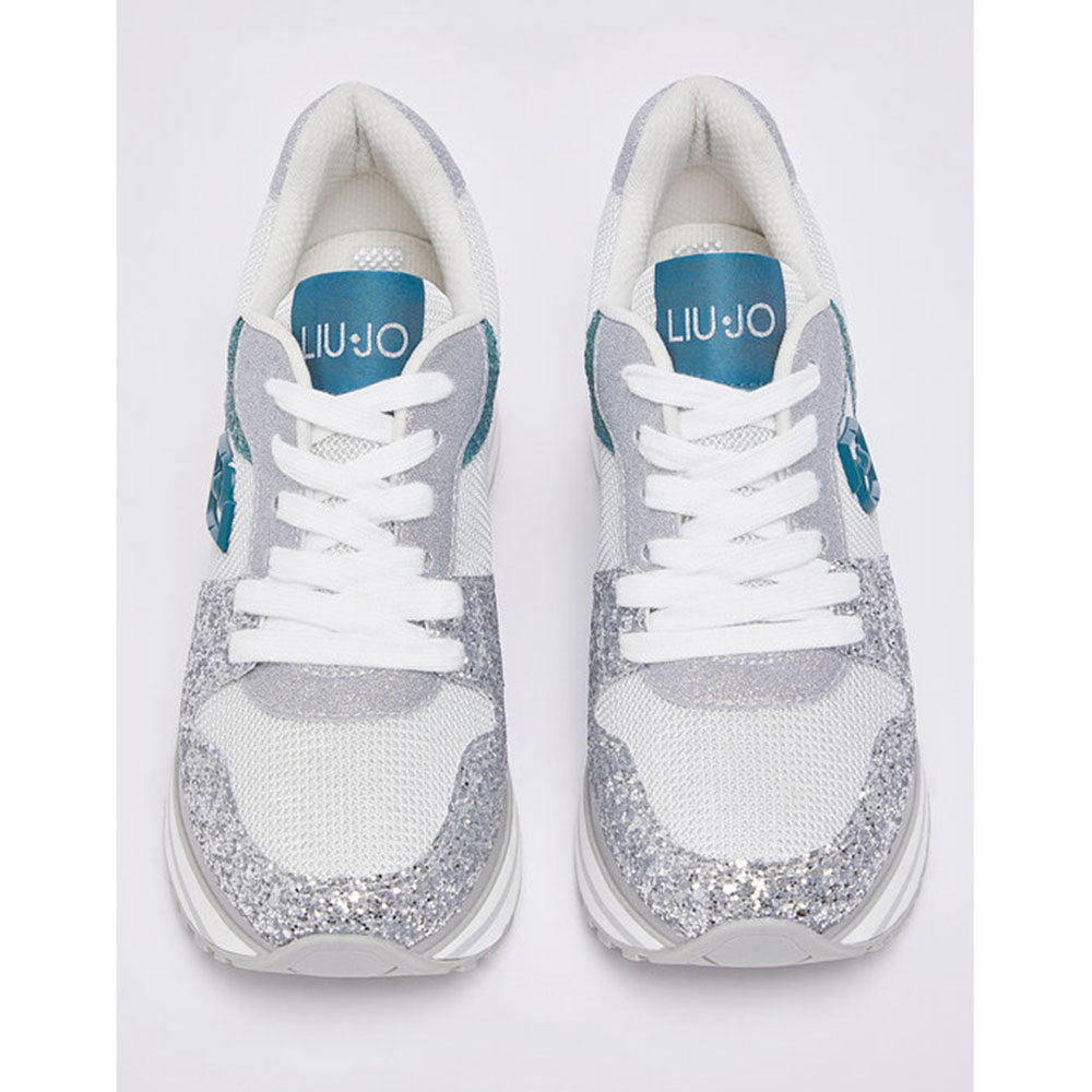 Sneakers Platform Donna LIU JO Maxi Wonder 98 in Glitter e Mesh Silver