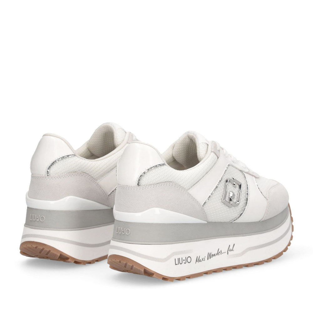 Sneakers Super Platform Donna LIU JO Maxi Wonder Plus 02 in Suede e Mesh Bianco