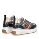 Sneakers Slip On Donna LIU JO Maxi Wonder 99 in Pelle e Tessuto stampa Monogram Blu