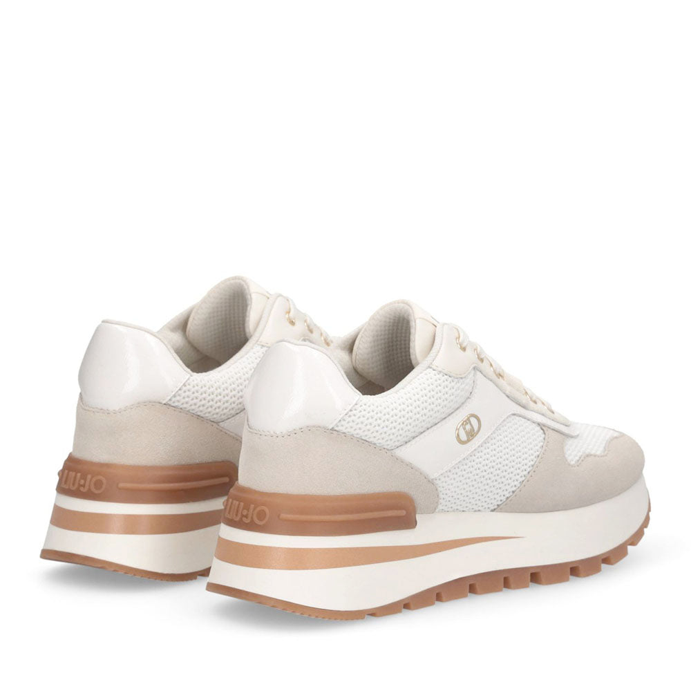 Sneakers Platform Donna LIU JO Amazing 38 in Suede e Mesh color Latte e Bianco