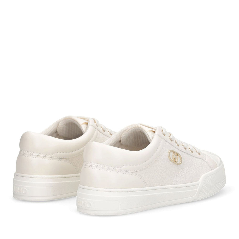 Sneakers Donna LIU JO Benson 01 in Tessuto color Latte con Logo Monogram