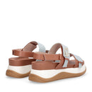 Sandali Platform Donna LIU JO Fiona 02 color Cuoio con Inserti Denim stampa Monogram