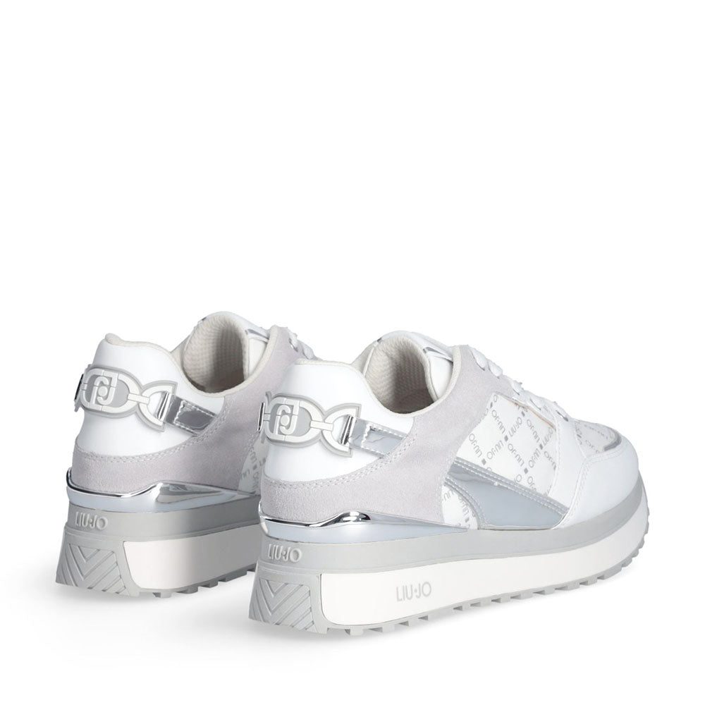 Sneakers Platform Donna LIU JO Maxi Wonder 91 in Pelle e Suede Bianco