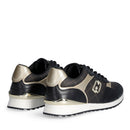 Sneakers Running LIU JO Maxi Wonder Low 02 in Pelle Nera e Inserti stampa Monogram