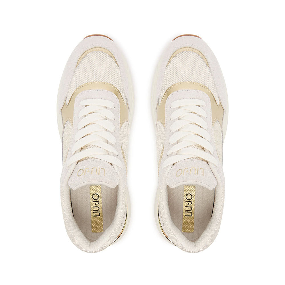 Sneakers Donna LIU JO LJ01 01 in Suede e Mesh Milk e Light Gold
