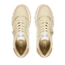 Sneakers Platform Donna LIU JO Amazing 25 in Pelle Beige e Inserti Laminati Oro