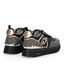 Sneakers Platform Donna LIU JO Maxi Wonder 01 stampa Saffiano con Logo Monogram Nero
