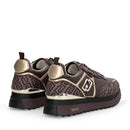 Sneakers Platform Donna LIU JO Maxi Wonder 01 stampa Saffiano con Logo Monogram color Moka