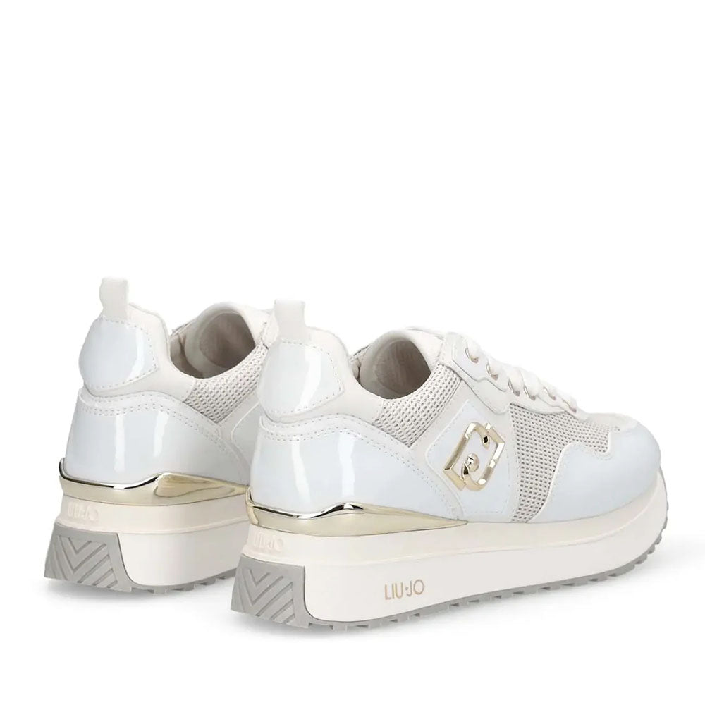 Women's White Mesh Platform Sneakers LIU JO Maxi Wonder 01 with Glitter