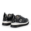 Women's Black Mesh Platform Sneakers LIU JO Maxi Wonder 01 with Glitter
