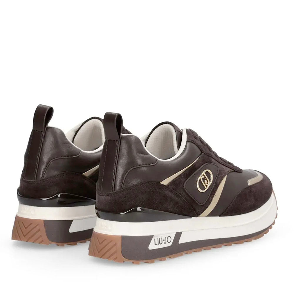 Sneakers Platform Donna LIU JO Maxi Wonder 97 in Pelle e Suede color Moka