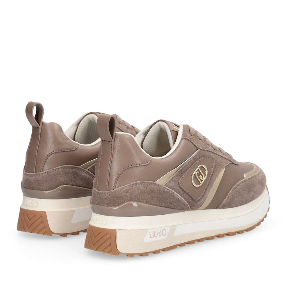 Women's Platform Sneakers LIU JO Maxi Wonder 97 in Leather and Suede, Havana