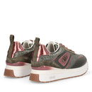 Sneakers Platform Donna LIU JO Maxi Wonder 97 in Pelle e Tessuto Effeto Velluto Verde Muschio