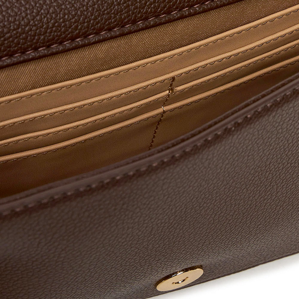 Damen-Clutch mit Umhängeriemen LOVE MOSCHINO in Dunkelbraun mit Maxi-Logo