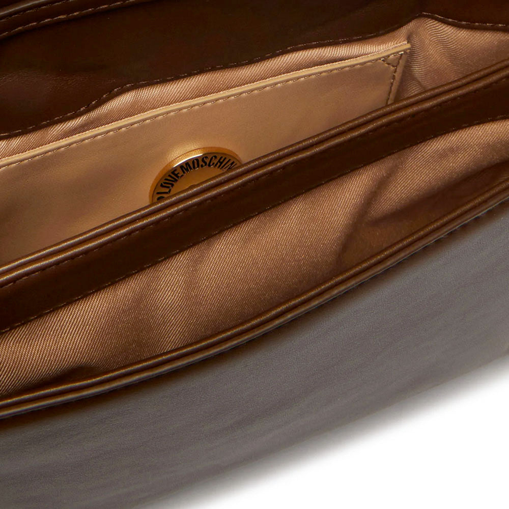 Clutch Trapuntata con Tracolla LOVE MOSCHINO linea Embossed Marrone