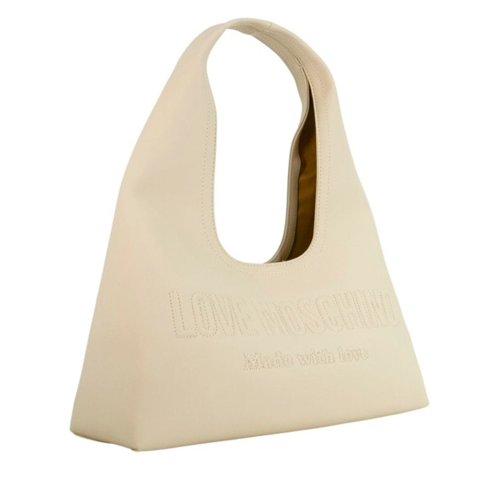 Hobo Bag Donna LOVE MOSCHINO in Ecopelle Avorio