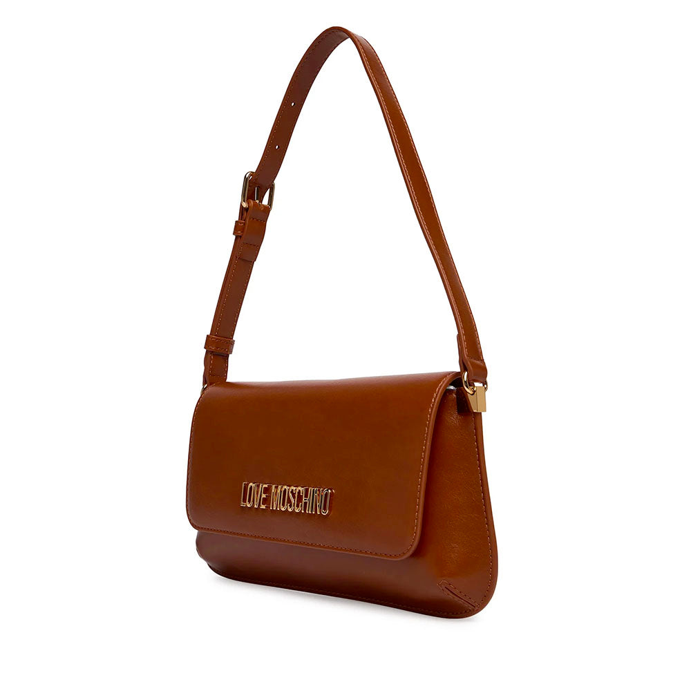 Borsa Piatta a Spalla LOVE MOSCHINO linea Lettering Logo color Cuoio