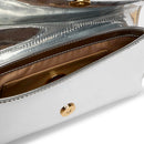 Borsa Piatta a Spalla LOVE MOSCHINO linea Lettering Logo Mirror Argento
