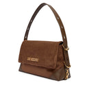 Borsa Donna a Spalla LOVE MOSCHINO linea Signature Zip in Velour Marrone