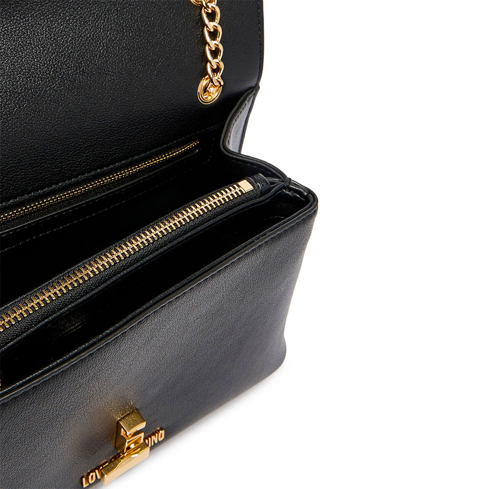 Borsa Donna a Spalla e Tracolla LOVE MOSCHINO linea Heart Turnlock Nera