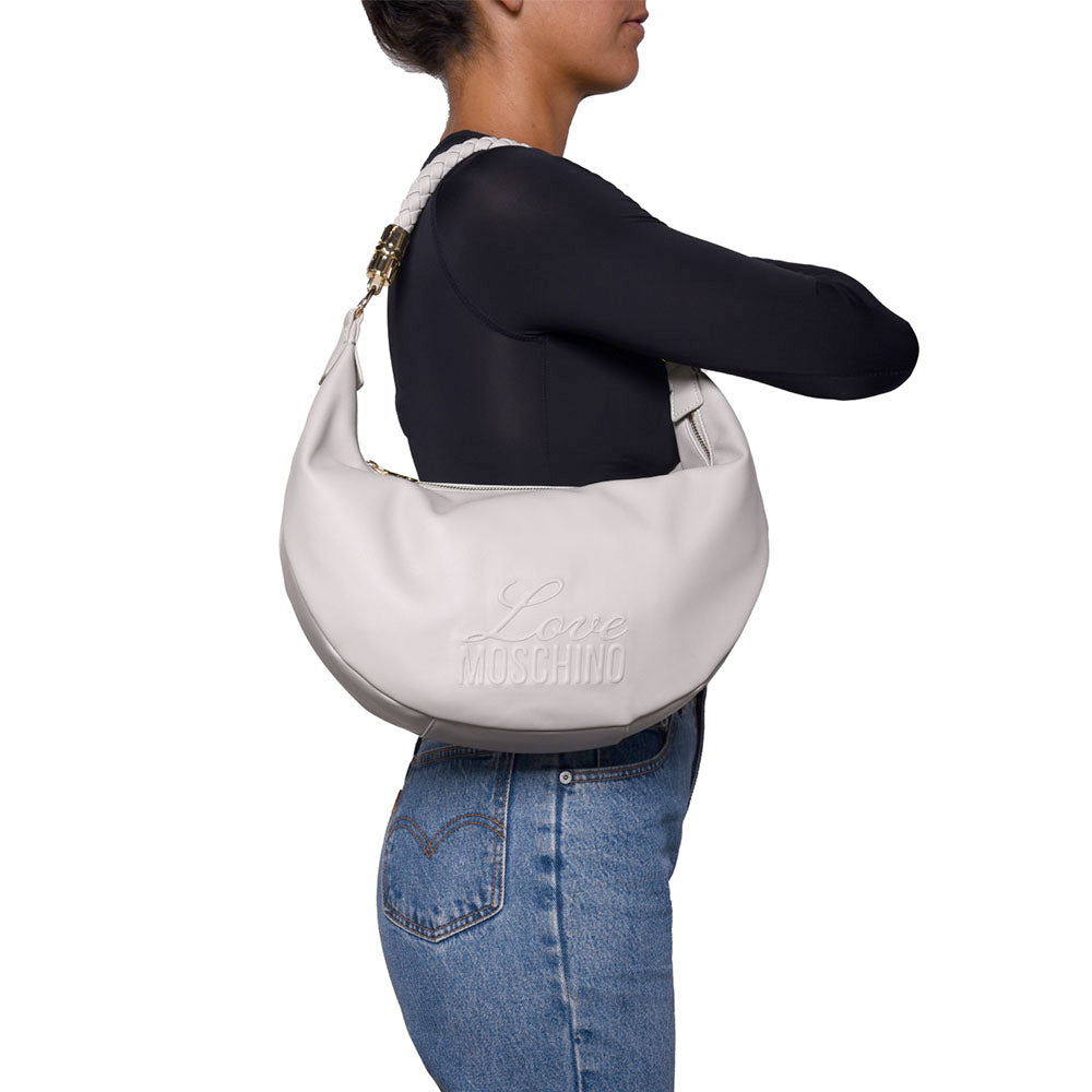 Hobo Bag Donna LOVE MOSCHINO in Ecopelle color Ghiaccio
