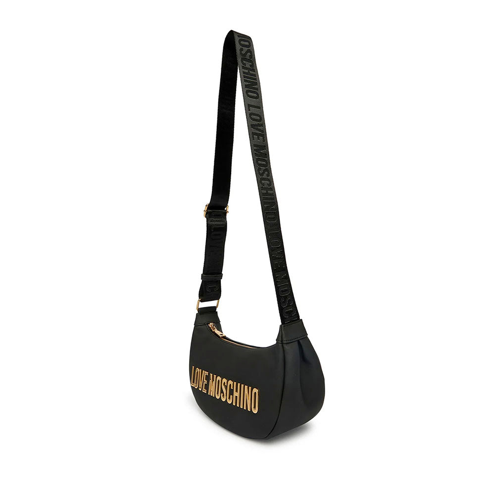 Borsa A Tracolla Donna In Nylon - Hobo A Mezzaluna Capiente E Leggera - Beige/Nero/Arancione - 3