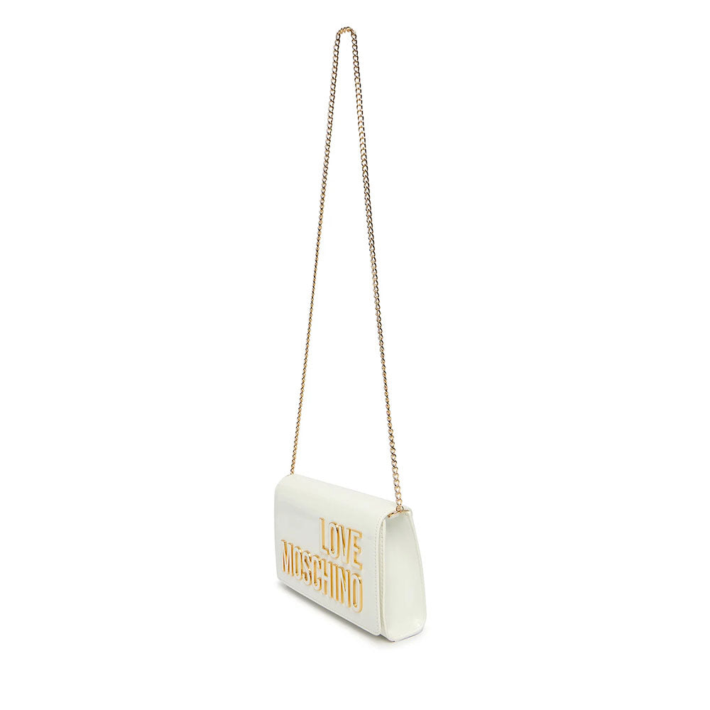 Clutch con Tracolla LOVE MOSCHINO in Vernice Bianca