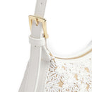 Damen-Schultertasche LOVE MOSCHINO Modell Daisy aus Kunstleder und Bast in Weiß