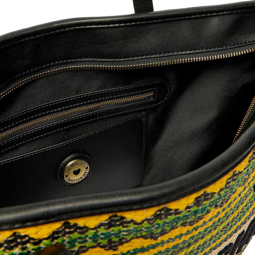 Shopping Bag Donna LOVE MOSCHINO a Righe Nero Multicolor