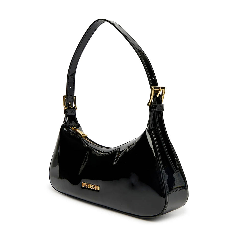 Borsa Donna a Spalla LOVE MOSCHINO in Ecopelle Effetto Vernice Nera
