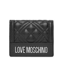 Kleine gesteppte Damen-Geldbörse LOVE MOSCHINO Modell Quilted in Schwarz und Nickel